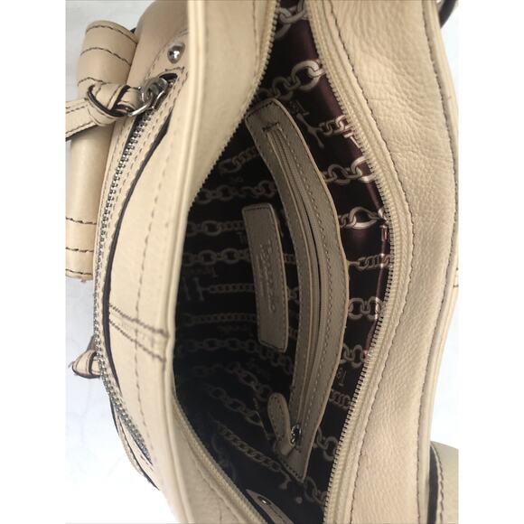 Tignanello Pebbled Leather Light Tan Organizer Crossbody Purse - Picture 4 of 9